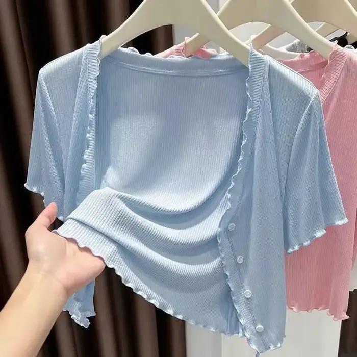 Cardigan ouvert à manches courtes pour femmes