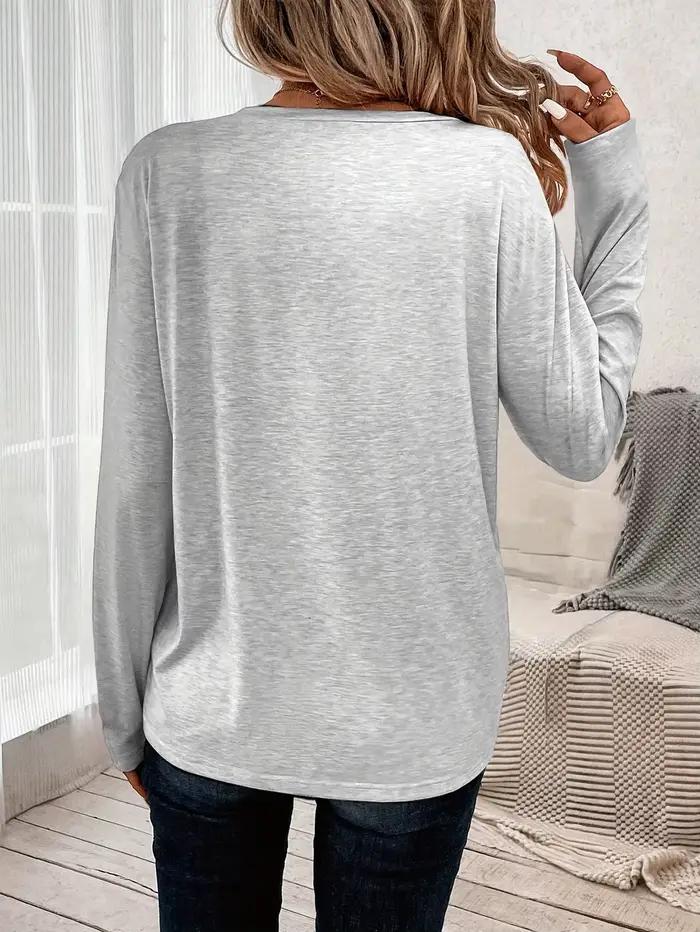 Paris femmes été imprimé surdimensionné ample décontracté col rond à manches longues T-shirt haut mode Streetwear