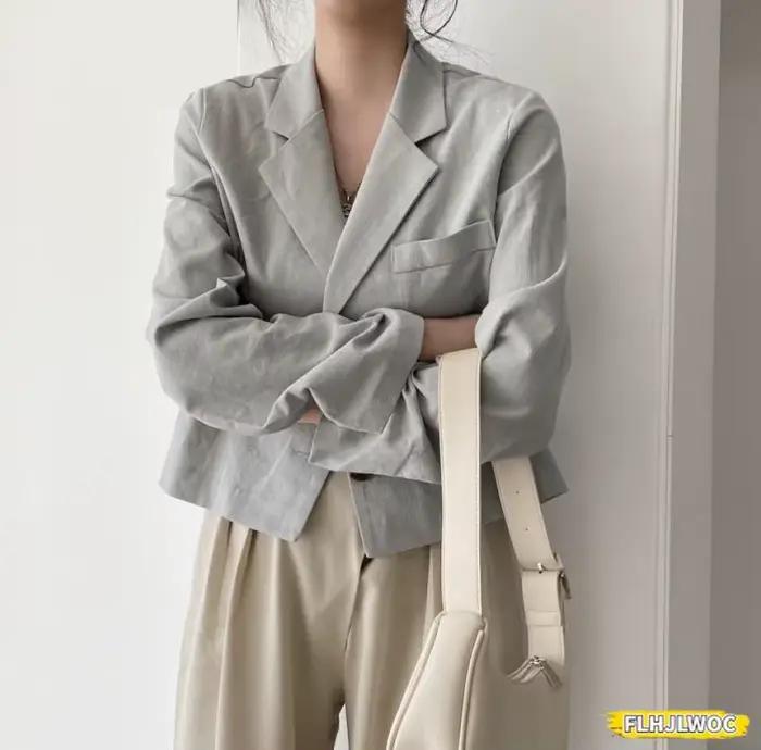 Blazer en coton et lin pour femme