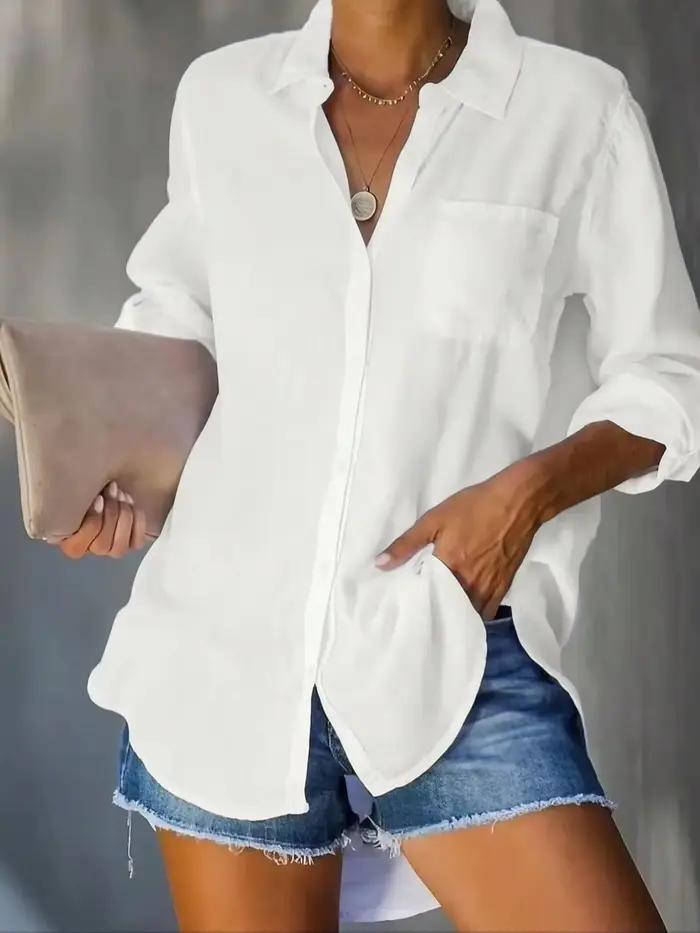 Chemise en coton et lin pour femme — Style décontracté