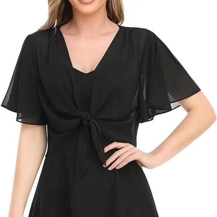 2025 Europe et états-unis nouveau chemisier pour femmes couleur unie cardigan à manches courtes mince cape en