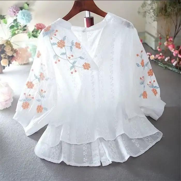 Chemisier brodé floral pour femme