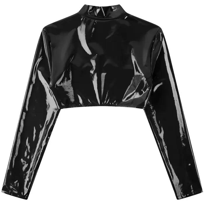 Haut court en cuir verni pour femme