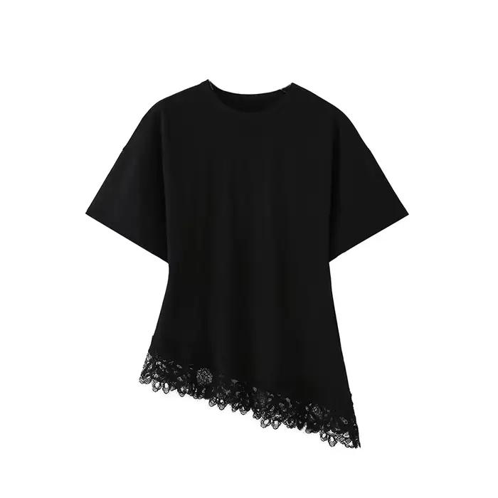 Chemisier Tshirt en Dentelle pour Femmes Nouvelle Mode Ete 2026 Elégant Chic Confortable Vacances Style Jeune Polyester Dentelle