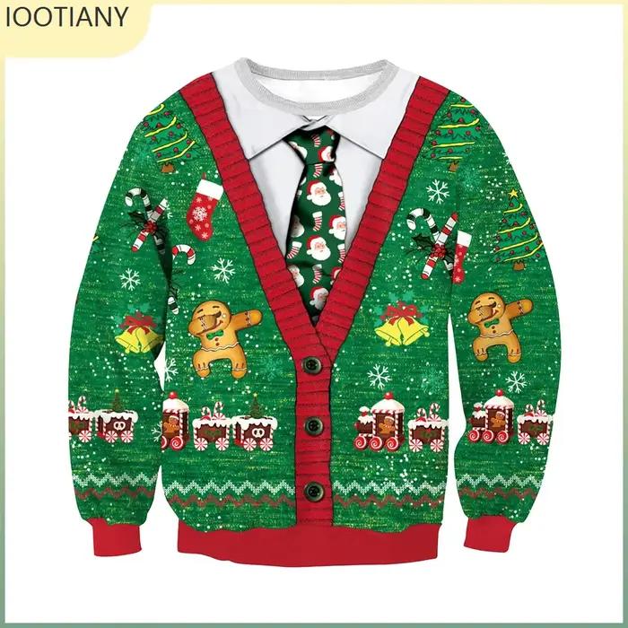 Joyeux noël unisexe 3d imprimé col rond pull mignon motif père