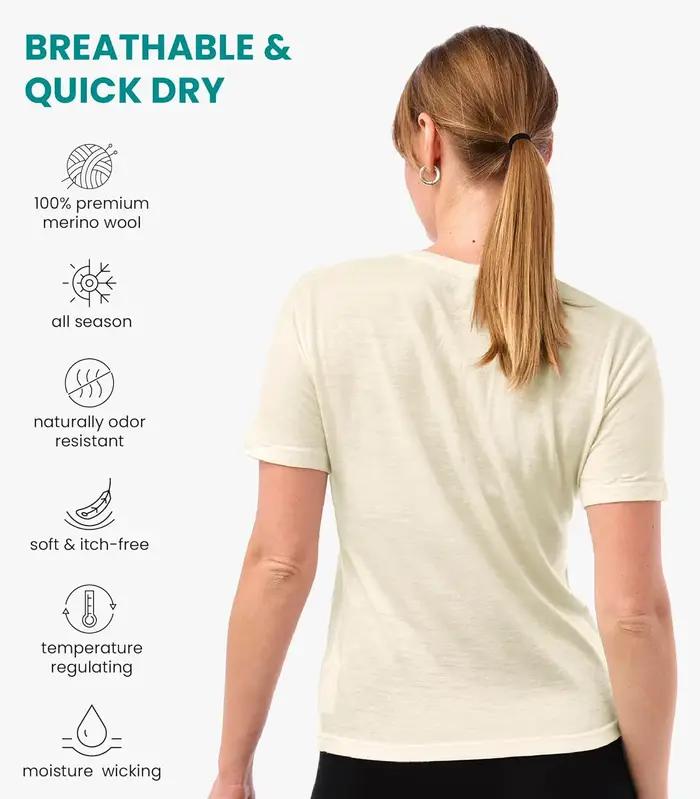 T-shirt 100% laine mérinos pour femme