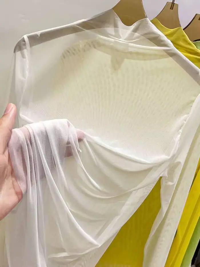 T-shirt en gaze transparente pour femmes, décontracté, protection solaire, idéal pour sorties nocturnes et rentrée scolaire