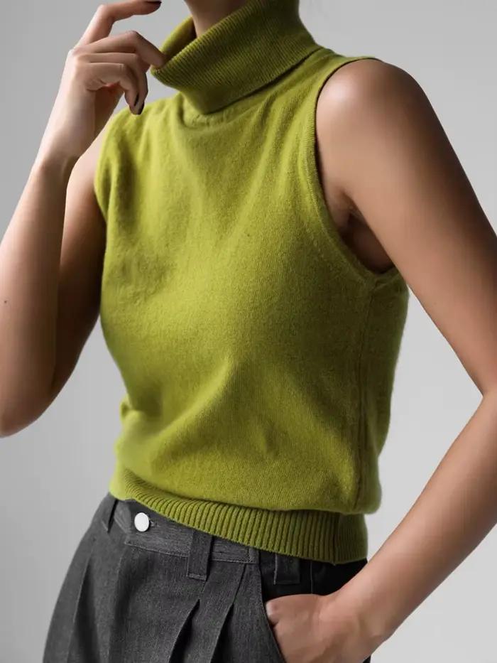 Débardeur col roulé de Blubelle en polyester, nylon et viscose pour femmes d'âge moyen, style bureau, coupe ajustée, tissu doux et extensible pour toutes les occasions