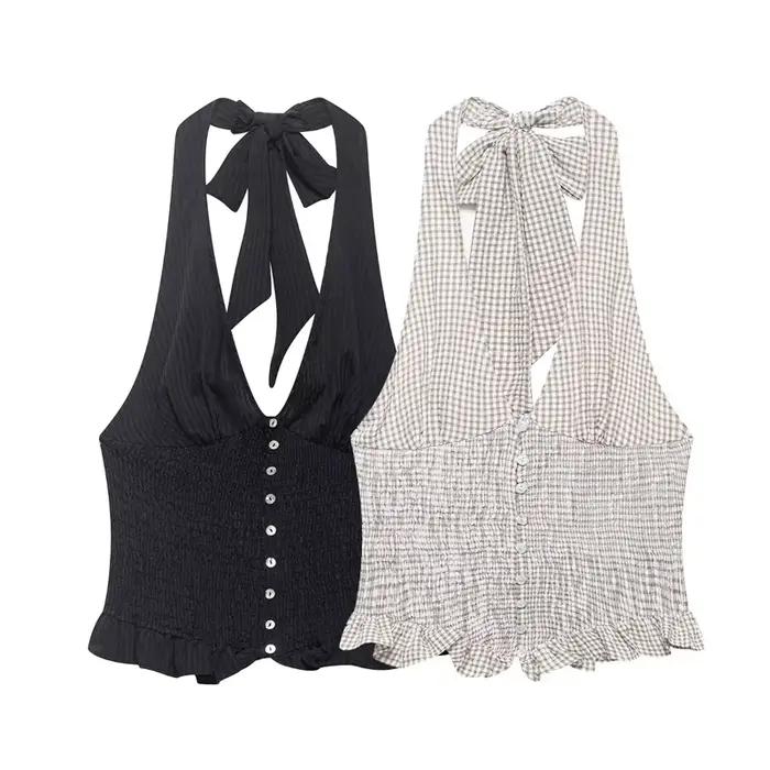 Débardeur Chic et Sexy pour Femme – Nouvelle Collection Été 2026 – Col Halter Profond en V