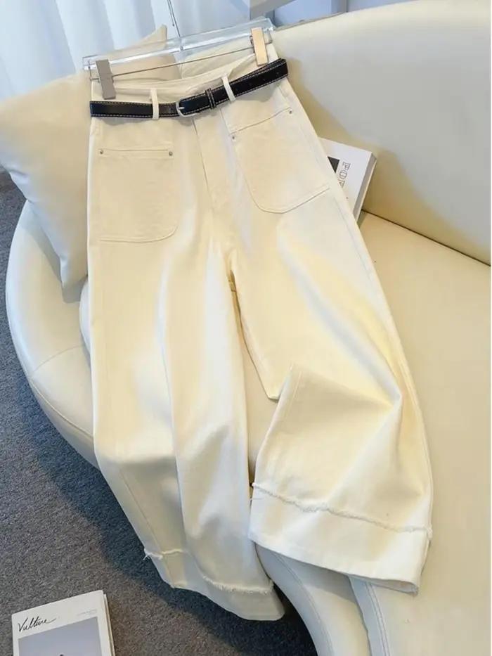 Jean taille haute à jambe large pour femme