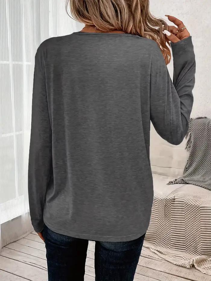 Paris femmes été imprimé surdimensionné ample décontracté col rond à manches longues T-shirt haut mode Streetwear