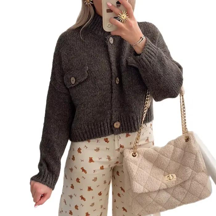 Pull tricoté décontracté à manches longues pour femme, automne et hiver 2025