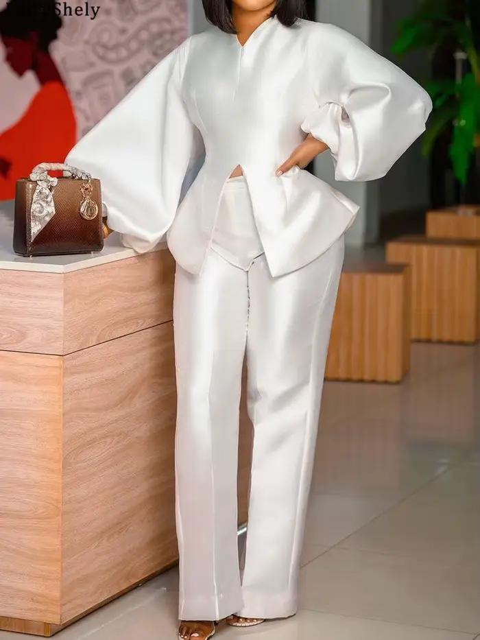 Ensemble tailleur pantalon deux pièces à manches longues 2026 pour femme