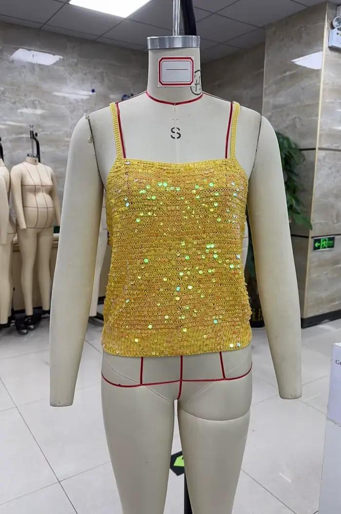 Haut court en Crochet orné de paillettes pour femmes