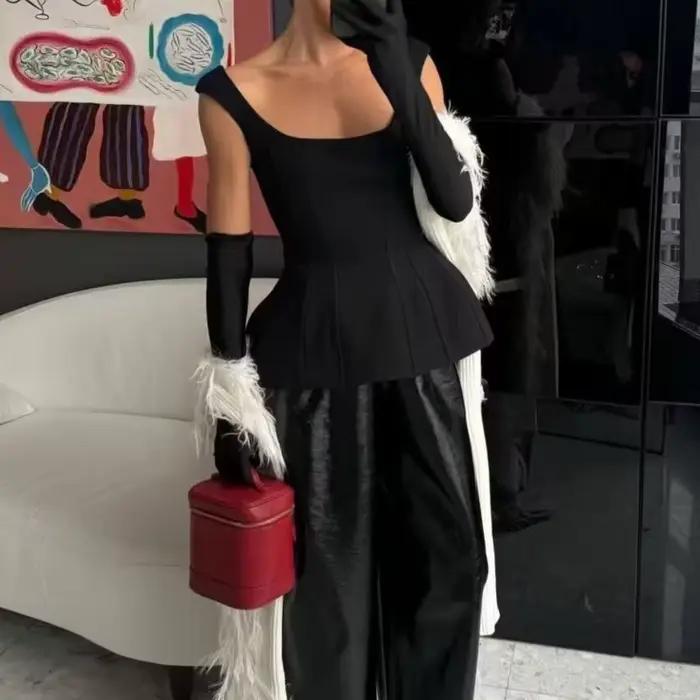 Débardeur femme col carré élégant sans manches coupe slim printemps été 2026 nouveau streetwear