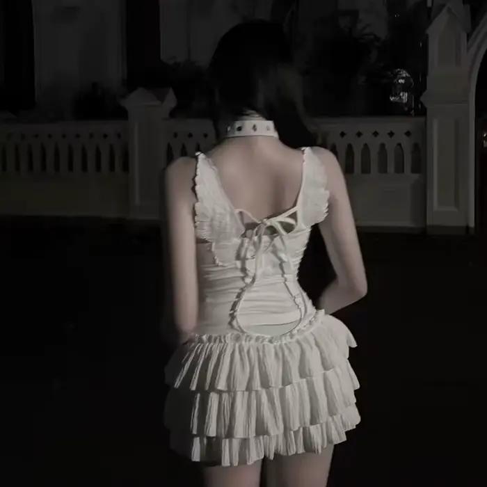 Débardeur Ailes d'Ange 3D Brodé Bretelles Fines Style Y2K Gothique Haut Court Sexy Moulant Dos Nu Été Occasions Spéciales