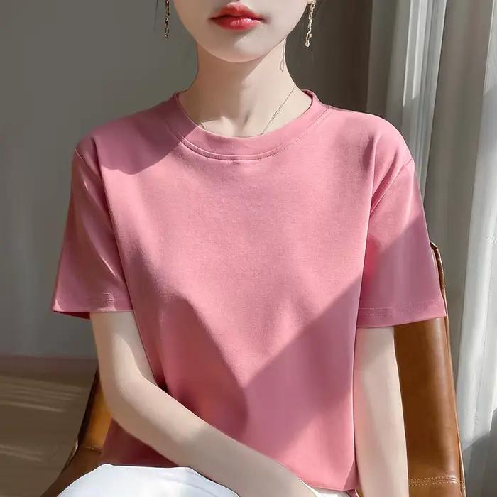 T-Shirt d'été en coton mercerisé Orange pour femme