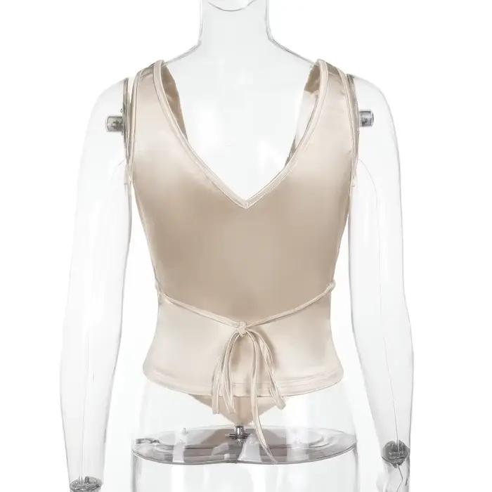 Débardeur Corset en Satin Champagne pour femmes