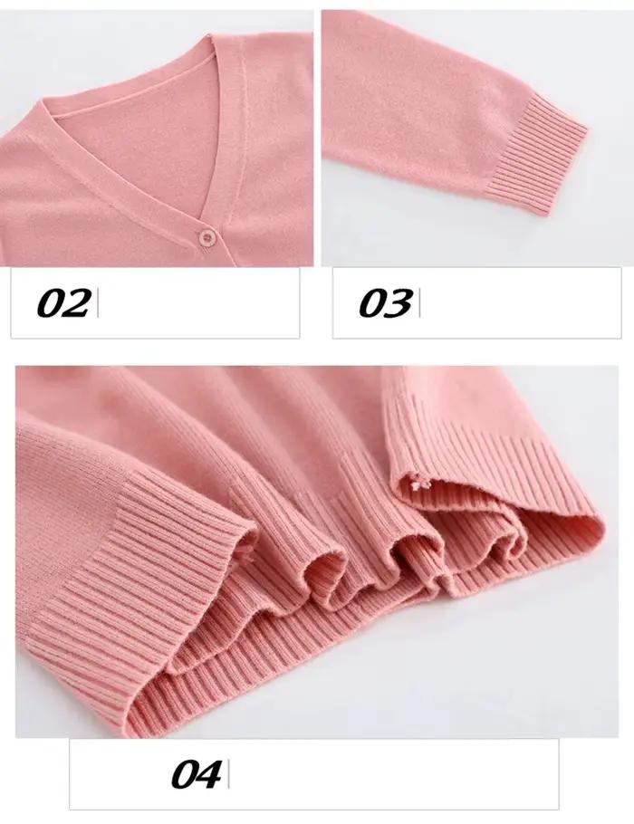 Cardigan Court Femme Col en V Multicolore Coupe Ample Style Décontracté Toute Saison Vêtement Mode Polyvalent Occasions Spéciales