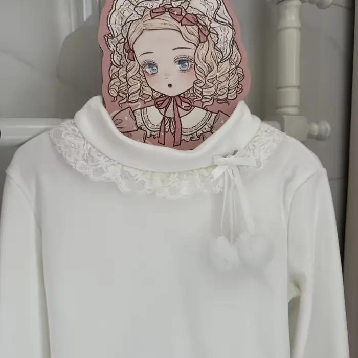 Doux dentelle volants Ropa Mujer 2026 vêtements Femme fourrure épissé à manches longues Pulls Femmes Y2k