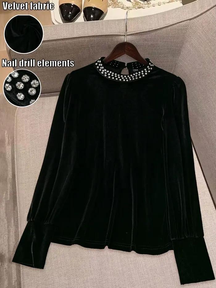 Chemisier en velours noir pour femme