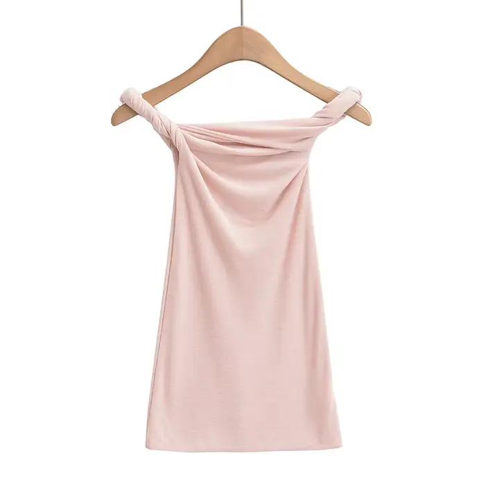 T-shirt à manches courtes et épaules dénudées pour femme