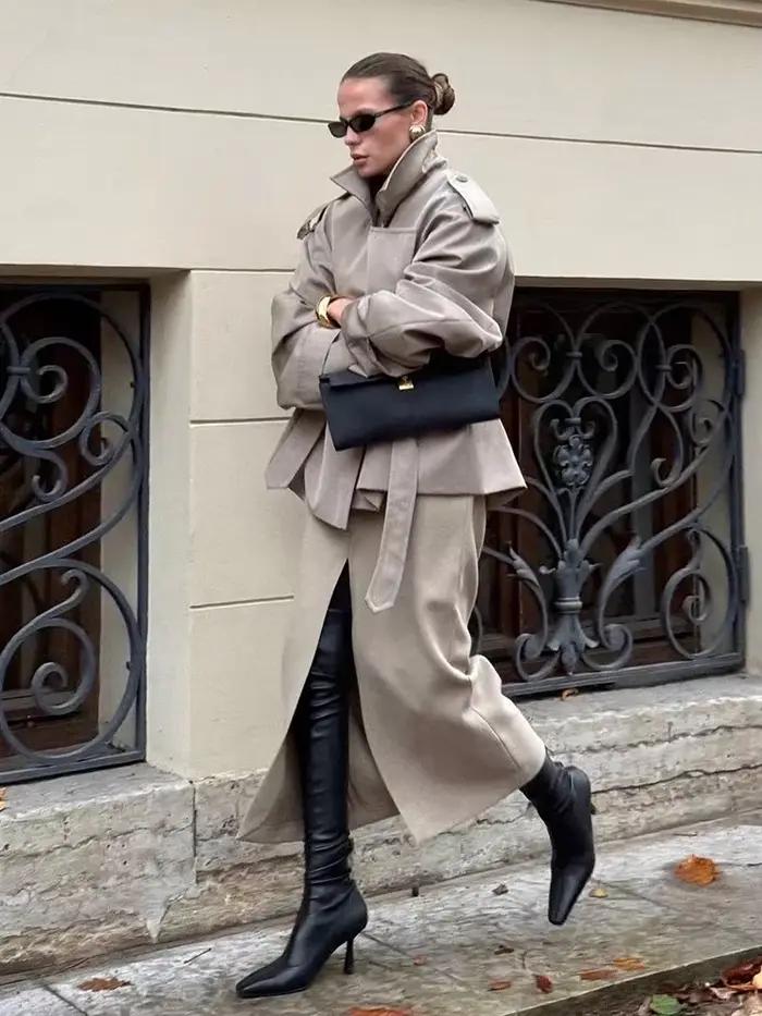 Trench-Coat Beainmmry en Polyester pour Femmes, Col Rabattu, Coupe-Vent, Haute Qualité, Mode Automne Hiver