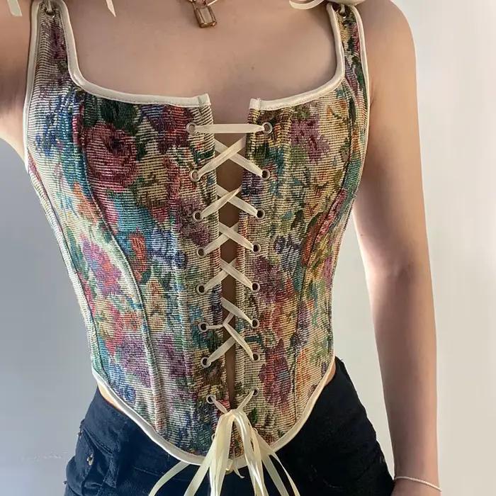Bustier Crop Top à Bretelles Croisées pour Femme
