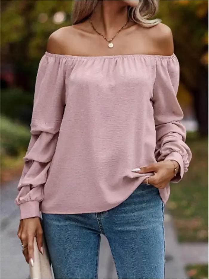 T-Shirt à manches longues pour femmes élégant et décontracté haute rue occasion de fête d'automne hiver