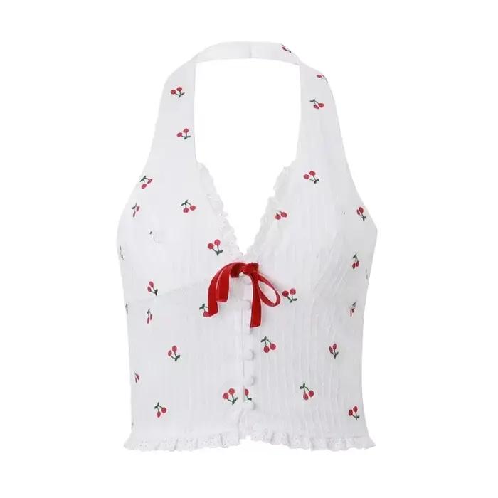 Débardeur féminin high street imprimé arc en polyester pour femmes, ajusté, léger et extensible, été, junior, haute rue