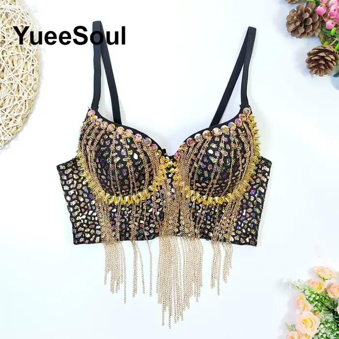 Noir culture hauts Floral diamant perle gland débardeurs 2025 été nouveau Y2K fête Club mariage haute rue Sexy femmes vêtements