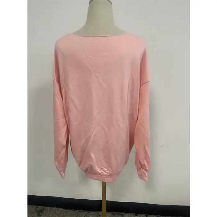 Nouveau printemps rose sweat imprimé numérique coupe ample haut décontracté paresseux Chic