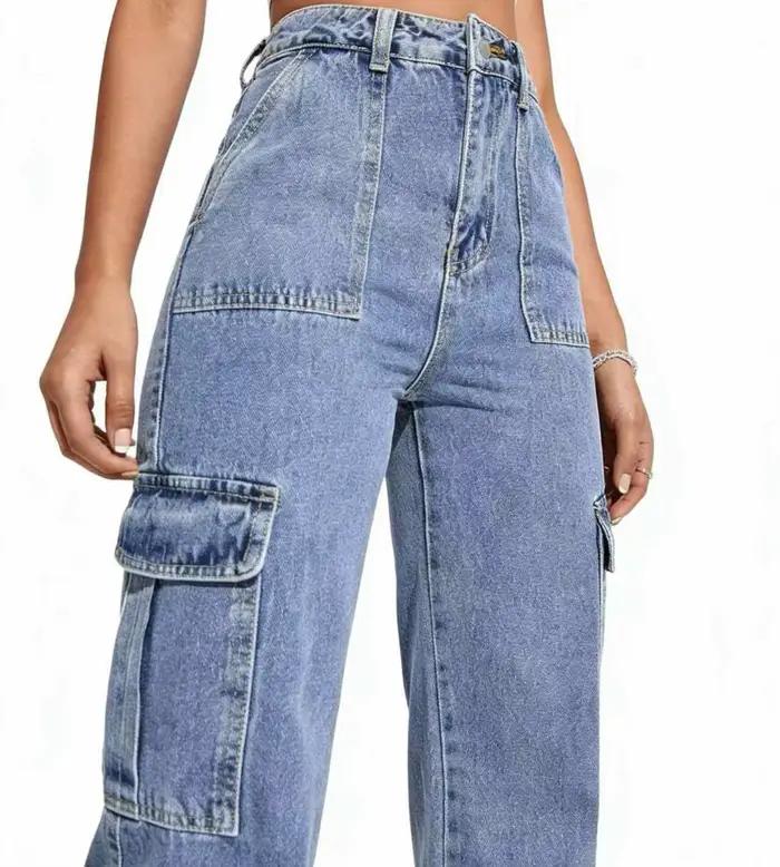 Jeans de travail multi-poches à taille haute pour femmes