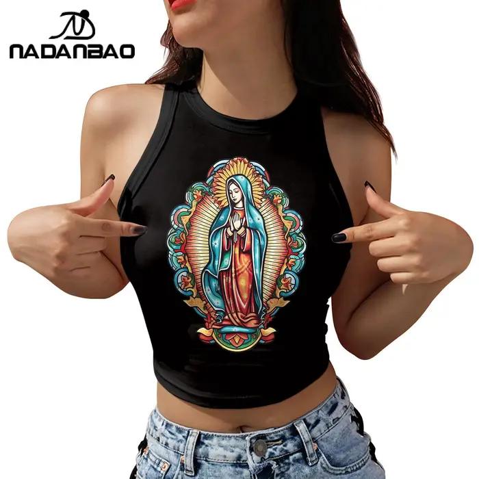 Haut court à col rond Nadanbao en polyester et élasthanne pour femmes, style décontracté et look urbain pour les occasions spéciales