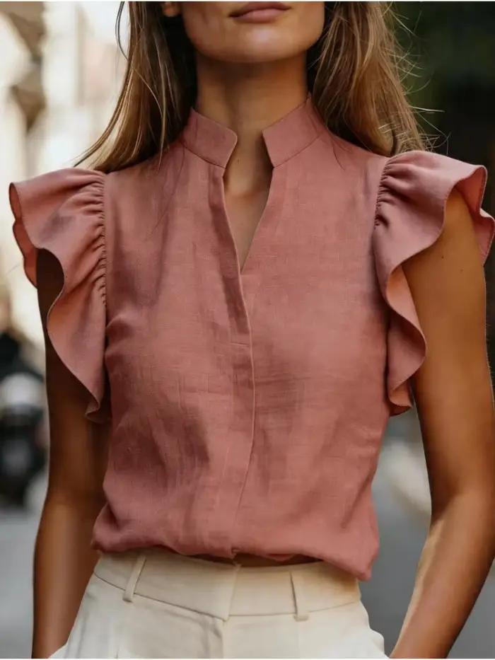 Blouses Femme 2026 Été Automne Manches Courtes Chemise Élégante de Bureau