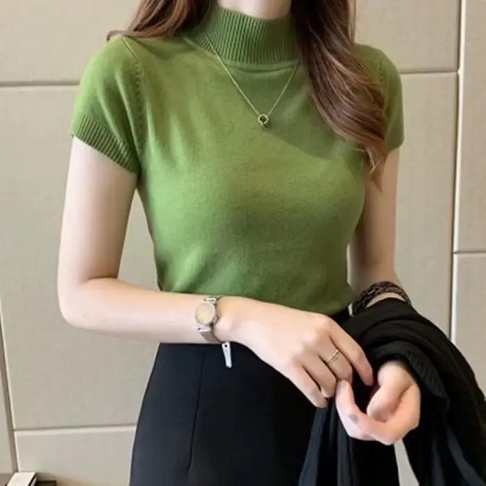 T-Shirt à col mi-haut pour femmes