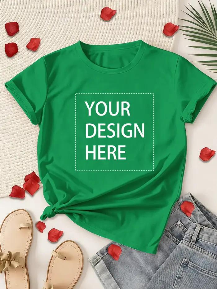 T-shirt personnalisable pour femme avec impression de logo ou dessin animé, décontracté et polyvalent pour toutes les saisons et occasions