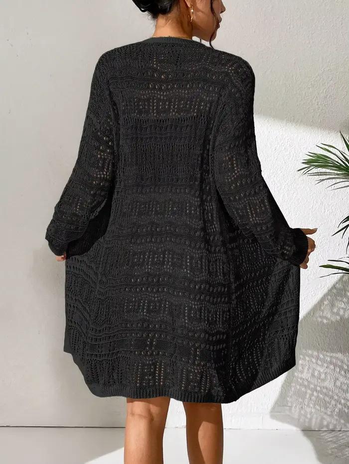 Cardigan blanc en crochet pour femme style kimono maille ajourée ajustement lâche polyester pour plage et ville occasions spéciales