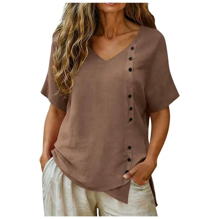 Chemisier en coton et lin pour femme