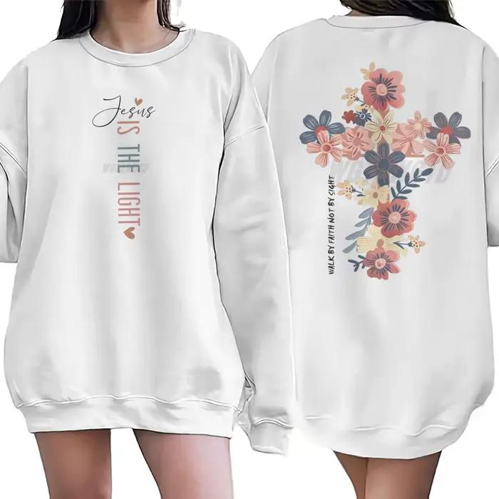 Sweat-shirt chrétien « Jésus est la lumière » pour femme