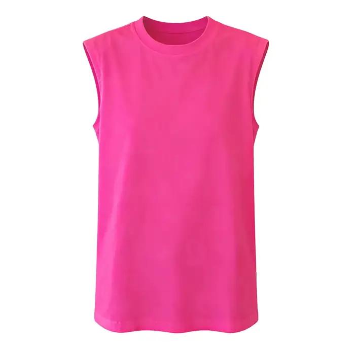 Vêtements pour femmes T-shirt sans manches été coupe ample gilet col rond débardeur confortable respectueux de la peau flatteur pour un Style quotidien