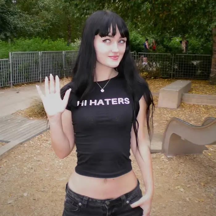 T-shirt gothique 'Hi Haters Letter', T-shirts sexy style urbain, Crop tops Harajuku, Hauts à manches courtes, Hauts moulants Fairy Grunge, Vêtements Y2K