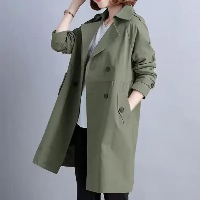 Manteau long décontracté pour femme style Hepburn