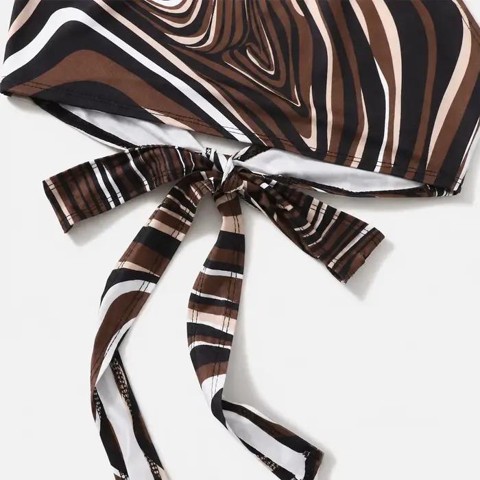 Haut court dos nu polyester motif vague uni pour femme style Y2K sexy froncé à la taille idéal été occasions spéciales