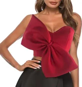 Bustier tubulaire à nœud asymétrique haut court chic corset sexy mode coréenne été pour femmes occasions spéciales