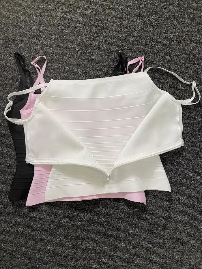Photos réelles : Nouveaux hauts moulants à rayures pour femmes