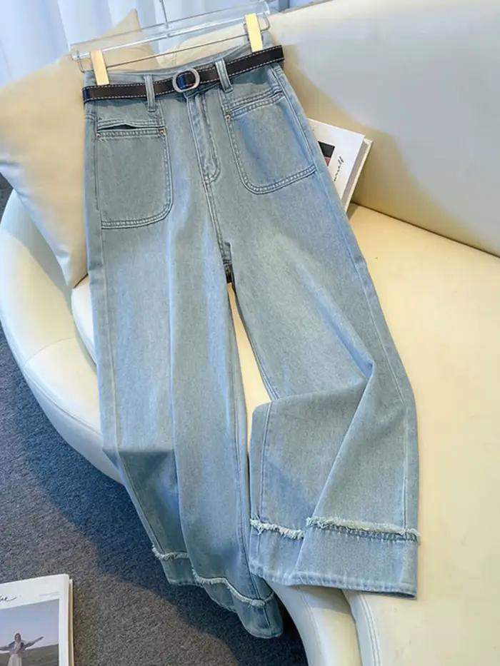 Jean taille haute à jambe large pour femme
