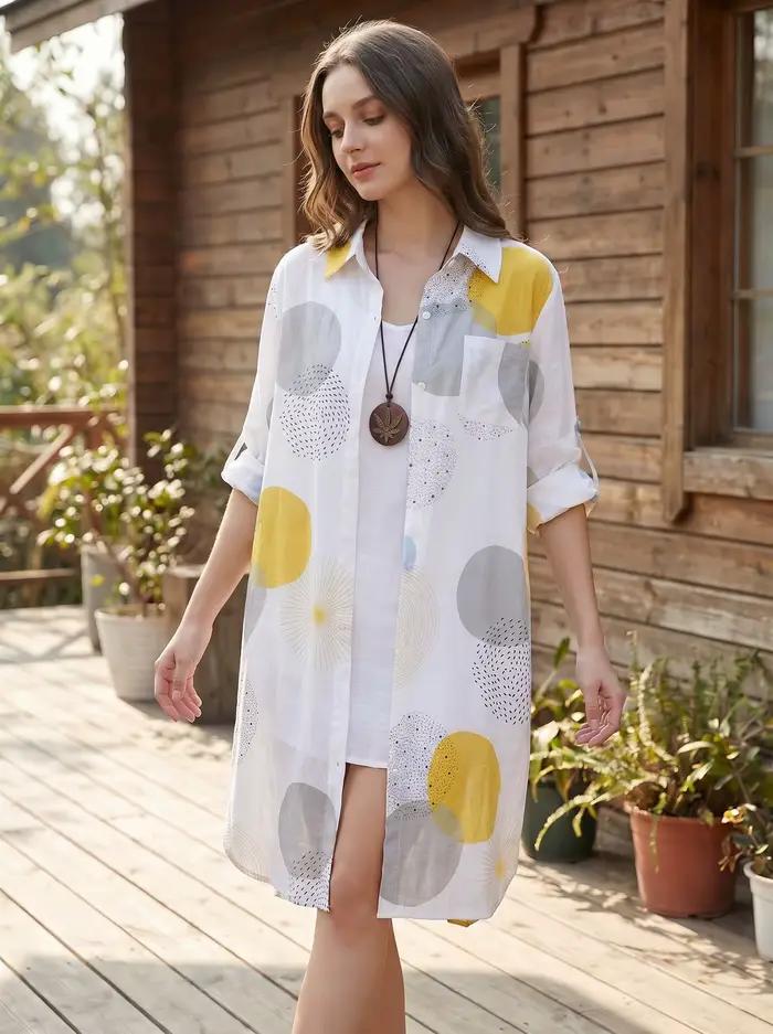 Chemisier en coton imprimé pour femme