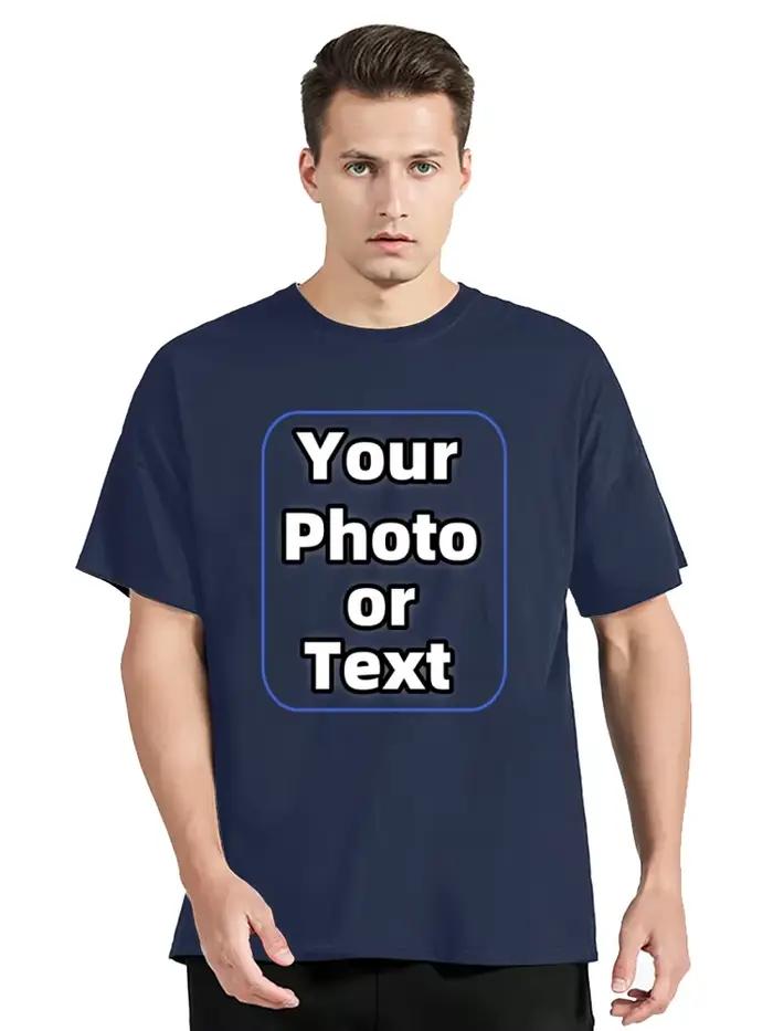 T-shirt personnalisé homme décontracté avec impression photo ou logo pour cadeau occasion spéciale
