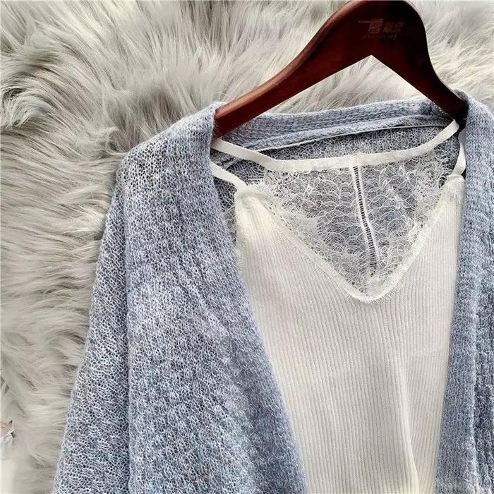Cardigan Ajouré pour Femme Coupe Ample Style Coréen Décontracté Protection Solaire Occasions Spéciales